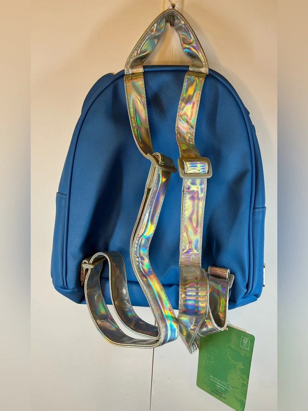 Disney Stitch Mini Backpack NWT BioWorld Blue Faux Leather Holographic Straps